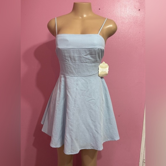 Altar'd State Dresses & Skirts - Altar'd State Light Blue Spaghetti-Strap Flared Mini Dress